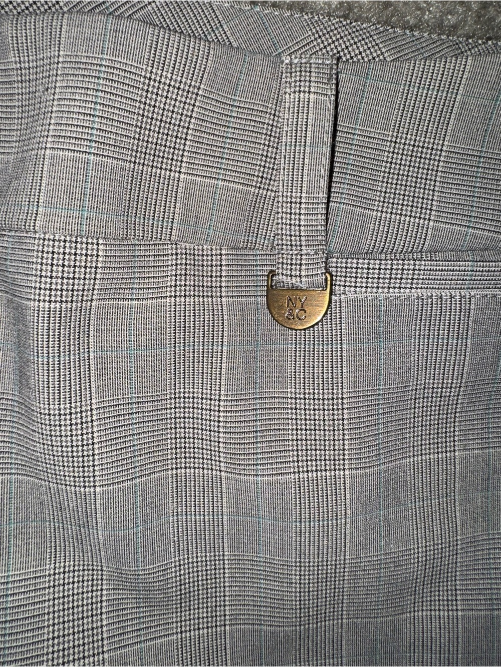 New York & Company Gray Plaid Flare Pants 4 Tall - Picture 5 of 11